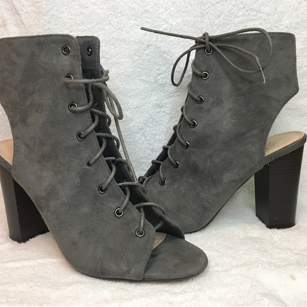 Gray Suede Heel Boots